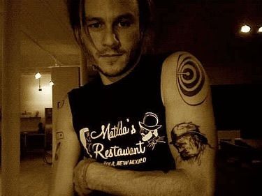 photos of heath ledger’s tattoos taken on his webcam in his soho apt, (2007) Heath Ledger, Soho, A Man, Tattoos