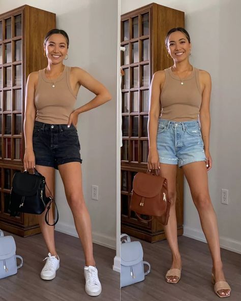 Casual Shorts Outfit, Basic Summer Outfits, Jean Short Outfits, Shorts Outfits Women, Summer Shorts Outfits, Effortlessly Chic Outfits, Warm Weather Outfits, Shorts Outfit, Trendy Summer Outfits