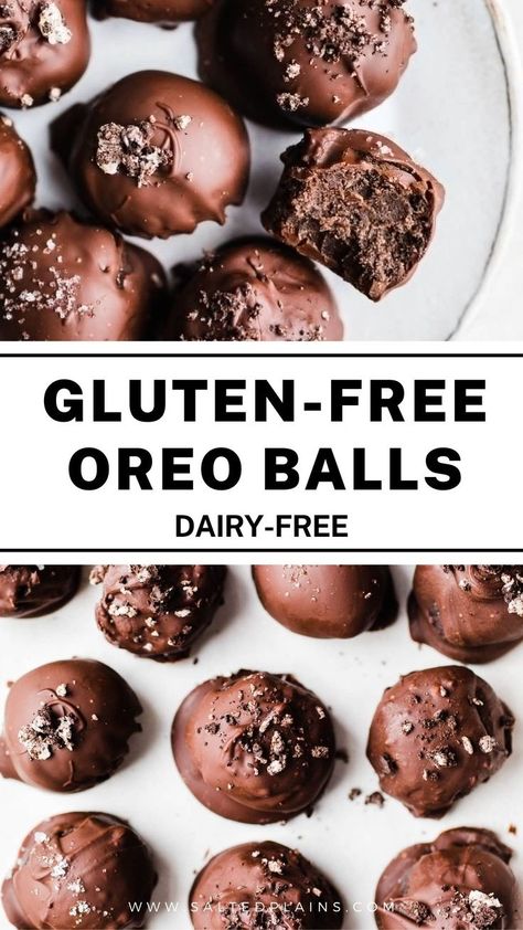 Oreo Balls Dairy Free, Oreo Balls Gluten Free, Gluten And Dairy Free Appetizers Easy, Dairy Free Oreo Balls, Gluten Free Truffle Balls, Dairy And Gluten Free Appetizers, Gluten Free Oreo Balls, Dairy Free Christmas Treats, Easy Truffle Recipe