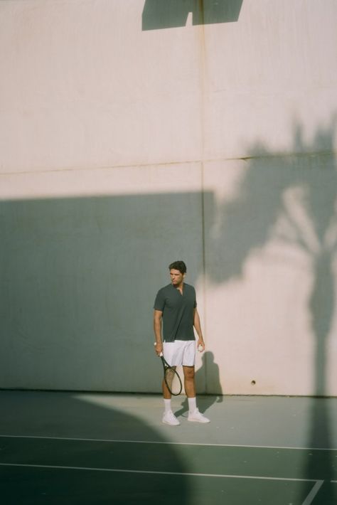 The Jacques Tennis Capsule Collection is For Guys Who Want to Look Good on and Off the Court - Vogue Men’s Tennis Aesthetic, Tennis Guys Aesthetic, Tennis Fits Men, Tennis Men Aesthetic, Tennis Photo Ideas, Tennis Outfits Men, Tennis Court Photoshoot Men, Tennis Photoshoot Ideas Men, Tennis Aesthetic Men