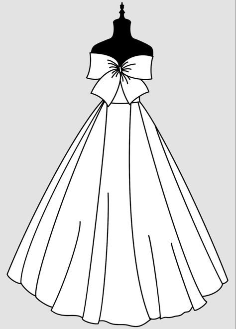 Pictures Of Dresses To Draw, A Line Dress Illustration, Dresses For Drawing, Dress Pose Reference Drawing, Doll Dress Drawing, Wedding Dress Drawing Sketches, Formal Dress Drawing, Bride Dress Drawing, Prom Dress Drawing