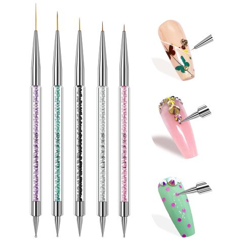 Nail Design Tools, Sponge Nail Art, Nail Dotting Tool, Gel Nail Art Designs, Liner Brush, Nail Art Pen, Dots Nails, Thanksgiving Nails, Diy Nail Art