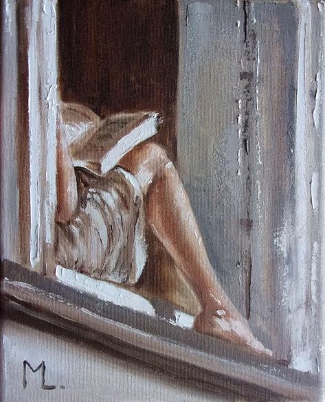 Monika Luniak Paintings, Monika Luniak, Rococo Art, Women Reading, Secret Place, Secret Places, Window Painting, Buy Paintings, Palette Knife