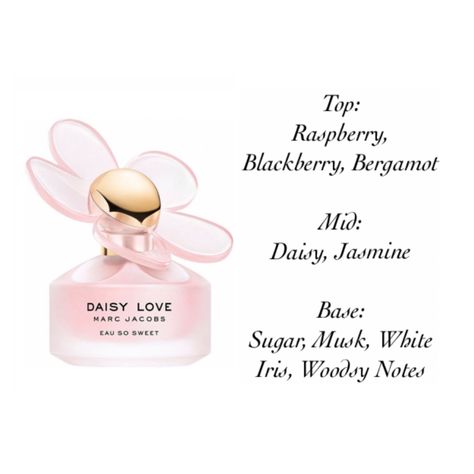 Daisy Love Eau So Sweet, Best Womens Perfume, Perfume Blends, Popular Perfume, Perfume Aesthetic, Perfume Notes, Perfume Recipes, Popular Perfumes, Fragrances Perfume Woman