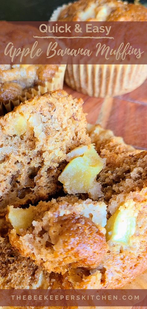 Banana Apple Recipes, Apple Banana Muffins, Banana Cinnamon Muffins, Apple Banana Bread, Apple Oatmeal Muffins, Apple Muffin Recipes, Banana Oatmeal Muffins, Banana Muffin, Banana Muffin Recipe