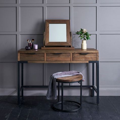 Industrial Dressing Table, Oak Dressing Table, Dressing Table In Front Of Window, Dark Wood Dressing Table, Dressing Room Table, Wood Dressing Table, Dressing Table Stool, Dark Wood Table, 6 Seater Dining Table