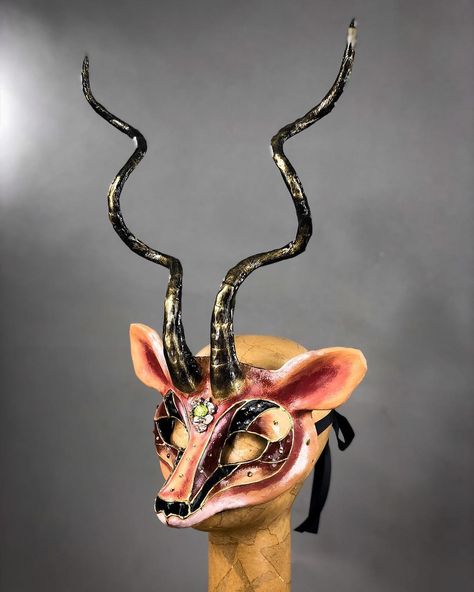 @eriksinspiration on Instagram: “#gazelle #horns #antlers #africa #wildlife #papermache #handmade #mask #masquerade #eriksinspiration #cirquedusoleil #art #artist #followme…” Dog Masquerade Mask, Deer Mask Masquerade, Deer Masquerade Mask, Animal Masquerade Mask, Gazelle Horns, Masquarade Mask, Deer Mask, Masquerade Mask Women, Rp Characters