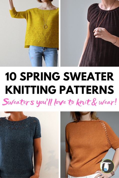 10 Spring Pullover Sweater Knitting Patterns: Modern styles you’ll love to knit and wear! Dk Weight Knitting Patterns Free, Spring Sweater Knitting Pattern, Sport Weight Yarn Knitting Patterns, Top Down Sweater Patterns Free Knitting, Knitting Patterns For Sweaters, Pullover Sweater Knitting Pattern, Knit A Sweater, Unique Knitting Patterns, Knitting Tops