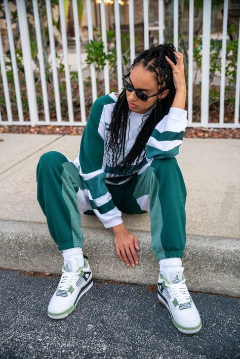 Credit: ShadeTV 🎥 Marissa Hill Jordan 4 Retro Seafoam Outfit, Seafoam Green 4s Outfit, Oil Green Jordan 4 Outfit, Seafoam Jordan 4 Outfit, Jordan Seafoam Outfit, Seafoam Jordan 4s Outfits, Sea Foam Jordan 4 Outfit, Sea Foam Jordan 4, Pine Green Jordan 4 Outfit