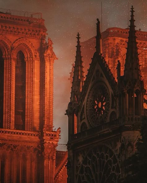 Notre Dame Orange Gothic Aesthetic, Notre Dame Aesthetic, Burning Church, Oc Concept, Fire Love, France Aesthetic, Interesting Pictures, Gothic Aesthetic, Orange Aesthetic