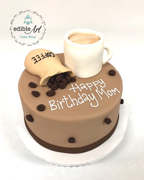 Coffee Theme Cake, Coffee Birthday Cake, Coffee Cake Decoration, Kue Fondant, Coffe Mug Cake, Starbucks Cake, Pig Birthday Cakes, Birthday Cake For Husband, Fondant Cake Designs