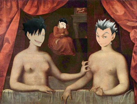 #bokuroo #bokukuro #bokuto #kuroo #akaashi #hq #haikyuu Kuroo Akaashi, For Educational Purposes Only, Painter, Memes, Anime, Fictional Characters, Art