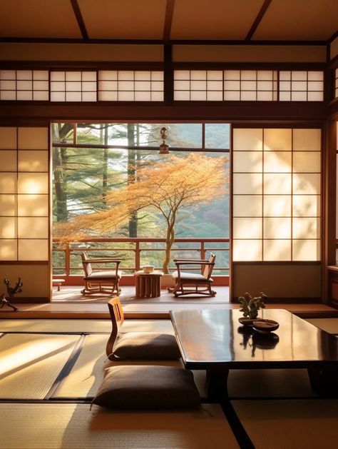 Japanese Room Traditional, Asian Zen Interior Design Kitchen, Japanese House Inspiration, Japanese Reading Room, Minka Japanese House, Japanese Traditional Interior, Japanese Interior Design Traditional, Japanese Exterior House, Japanese House Decor