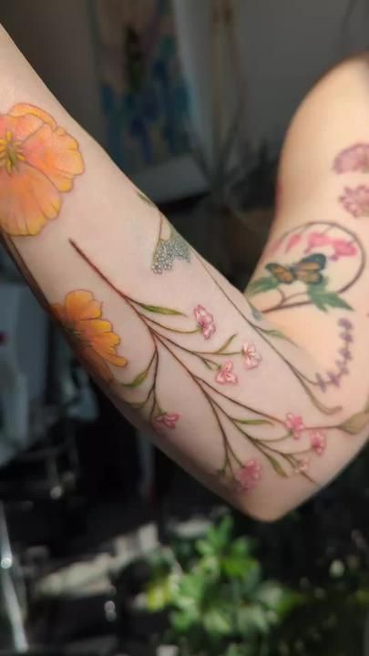 Infinity Tattoo With Feather, Vintage Flower Tattoo, Whimsical Tattoos, 16 Tattoo, Beautiful Flower Tattoos, Vine Tattoos, Floral Tattoo Sleeve, Flower Tattoo Sleeve, Botanical Tattoo