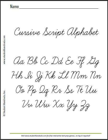 printable cursive alphabet | This is a sample sheet of the cursive (script) alphabet that can be ... Cursive Writing Alphabet, Teaching Cursive Writing, Writing Alphabet, Cursive Worksheets, Teaching Cursive, Cursive Practice, Crafty Hobbies, Script Alphabet, Handwriting Analysis