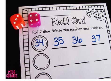 Building Number Sense in First Grade Counting On From A Given Number, Count On Activities, Make 10 Activities 1st Grades, Math Games Numbers 1-10, Roll And Count On Kindergarten, First Grade Number Sense, Counting On Games First Grade, Transparent Counters Activities, Math Center Games First Grade