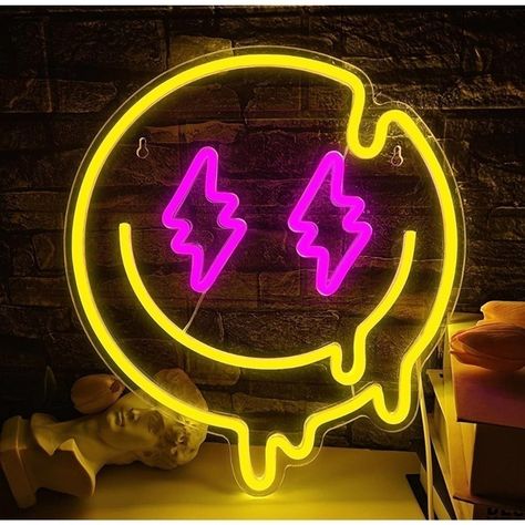 Size: 14” X 12” Inches Elevate Your Room's Ambiance With Our Vivid Bright Pink Melting Lightning Eye Smiley Face Led Night Light Decor! Key Features: - Eye-Catching Design Featuring A Melting Lightning Eye And A Cheerful Smiley Face - Vivid Pink Color That Adds A Playful And Energetic Touch To Any Space - Soft And Soothing Led Lighting That Creates A Warm And Inviting Atmosphere - Perfect For Bedrooms, Playrooms, Or As A Conversation Starter In Your Living Room - Easy To Hang Or Place On A Shelf Face Neon Sign, Party Bedroom, Quirky Decor, Room Ambiance, Novelty Lighting, Walls Room, Smiling Face, Led Night Light, Lighted Signs