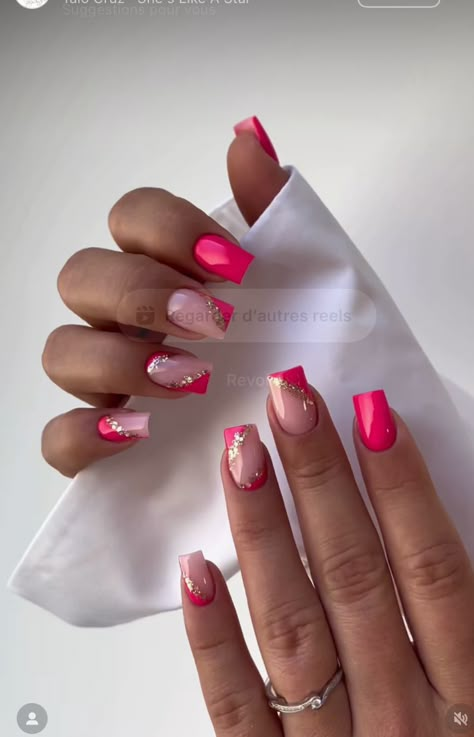 Holiday Nails Ideas Summer, Nails Art Ete, Gel X Nail Designs Summer, Nail Art Ete, Ongles Gel Rose, Nails Ete, Ongles Summer, Pink Tip Nails, Holiday Acrylic Nails