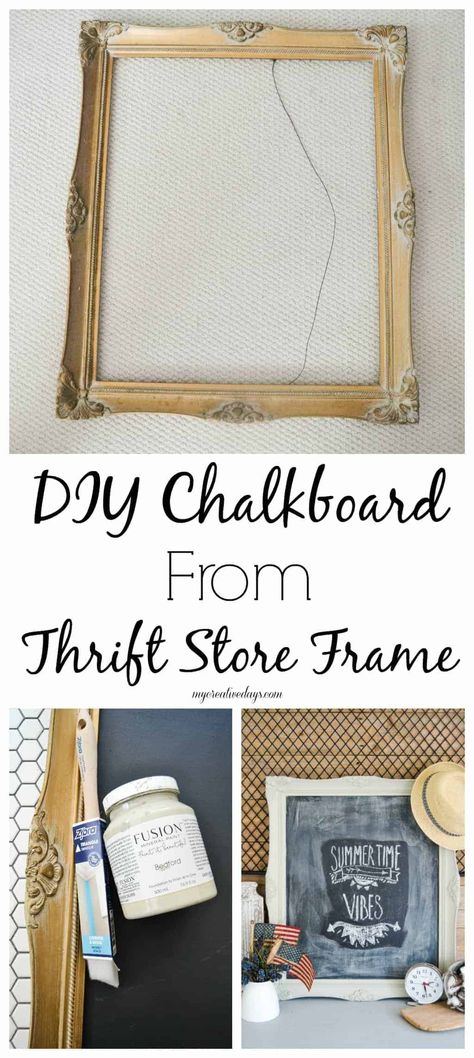 Diy Chalkboard Frame, Chalkboard Diy, Diy Chalkboard Sign, Frame Store, Thrift Store Crafts, Diy Furniture Bedroom, Diy Chalkboard, Framed Chalkboard, Upcycled Home Decor