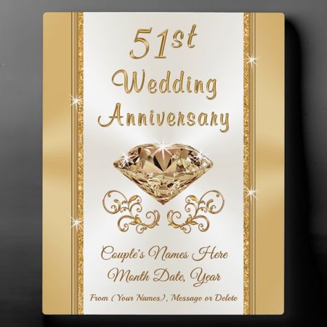 Stunning 51st Wedding Anniversary Gift for Couple Plaque 51st Wedding Anniversary, 52nd Wedding Anniversary, Personalized Anniversary Gifts, Anniversary Dates, Anniversary Gifts For Couples, Customizable Gifts, Personalized Anniversary, Wedding Anniversary Gift, Free Birthday Invitations