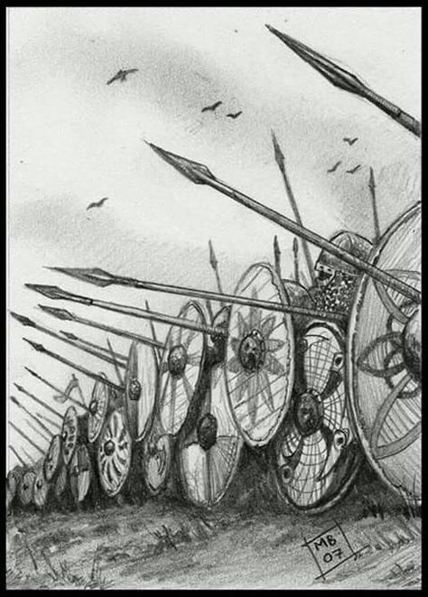 Shieldwall Battle Drawing, Battle Tactics, Escudo Viking, Arte Viking, Shield Wall, Viking Battle, Norse Myth, Viking Life, Viking Shield