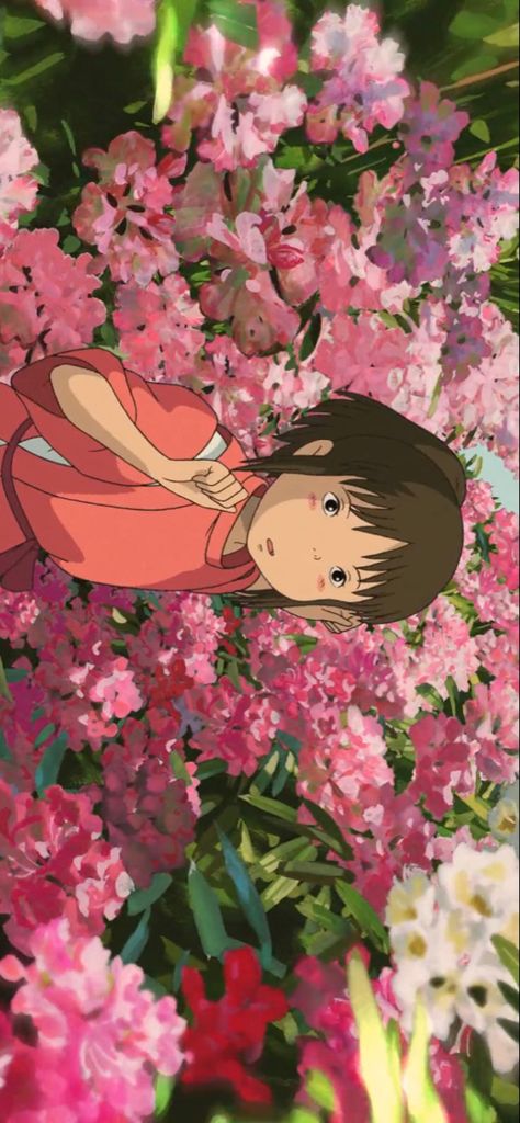 Pink Aesthetic Studio Ghibli, Ghibli Pink Wallpaper, Anime Rose Aesthetic, Ghibi Scene Aesthetic, Study Girl Aesthetic Cartoon, Pink Ghibli Wallpaper, Ghibli Flower Field, Pink Anime Wallpaper Desktop, Studio Ghibli Pink Aesthetic