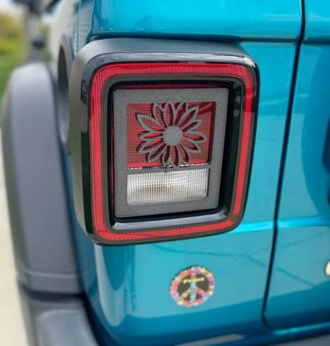 Custom tail light covers for the Jeep Wrangler JK/JKU /JL (2019-2024).  VERY IMPORTANT as these covers fit the standard (non-LED) style of taillights VERY Important.  Custom 3D printed with PRO PLA Filament. Add a custom look to your Jeep. No modifications needed to install. Sold as a pair.  Please Add our store as we upload new designs weekly!  Comes with durable 3M double-faced tape on the back for mounting over your stock taillights.  These taillight covers do not screw on, they are installed Jeep Jku Accessories, White Jeep Decor, Boho Jeep Accessories, Jeep Ideas Accessories, Jeep Wrangler Aesthetic Wallpaper, Cool Jeep Wrangler Accessories, Jeep Wrangler Accessories For Women, Diy Jeep Accessories, Sunflower Jeep