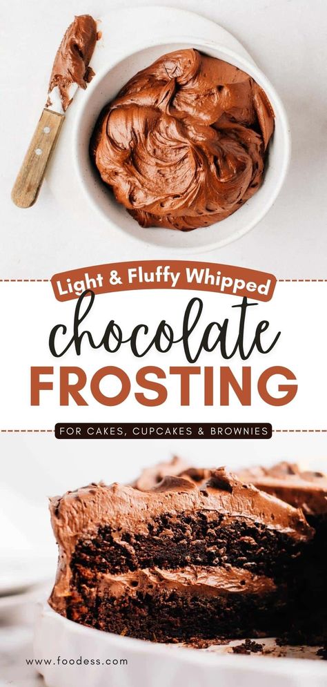 Homemade Whipped Chocolate Frosting, Chocolate Frosting No Milk, Chocolate Frosting Recipe Videos, Chocolate Heavy Cream Frosting, Fluffy Chocolate Frosting Recipe, Chocolate Wiped Cream Frosting, Light Fluffy Chocolate Frosting, Simple Chocolate Icing 3 Ingredients, Milk Chocolate Frosting Homemade