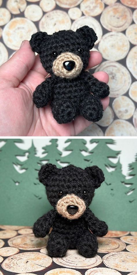 Brown Bear Crochet Pattern, Pocket Bear Crochet Pattern, Crochet Bear Ornament, Crochet Mini Teddy Bear Free Pattern, Crochet Mini Bear Pattern, Crochet Black Bear Pattern, Crochet Small Bear Pattern Free, No Sew Bear Crochet Pattern Free, Crochet Tiny Bear