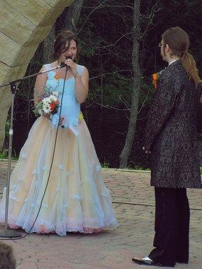 2013 06 30 Shane and Julia's Wedding 2 - Actual Ceremony (32) Colorful Wedding Theme, Offbeat Bride, Colorful Wedding, Rainbow Dress, In The Mood, Wedding Theme, Wedding Colors, Victorian Dress, Rainbow