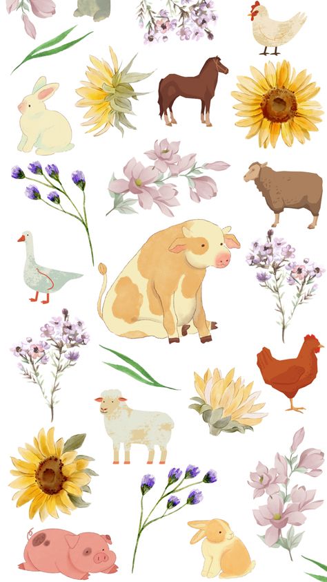 Farming Wallpaper, Farm Animal Wallpaper, Farm Animals Wallpaper, Farm Girl Aesthetic, Girl Aesthetic Wallpaper, Farm Wallpaper, House Wallpaper, Baby Farm Animals, Farm Girl