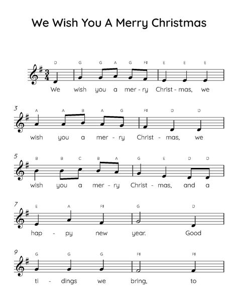 "\"We Wish You A Merry Christmas\" easy piano sheet music with letters and lyrics is perfect for beginner piano players." Piano Letters Songs, Christmas Piano Sheet Music, Piano Music With Letters, Piano Sheet Music Beginners, Piano Christmas, Writing Songs Inspiration, Piano Songs Sheet Music, Sheet Music With Letters, Note Making