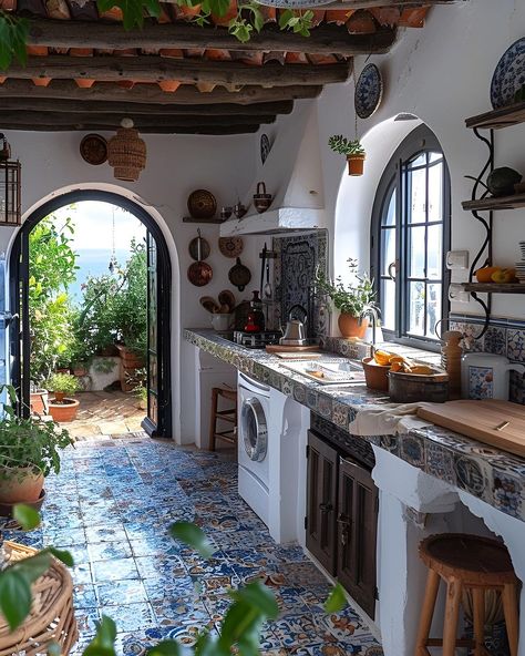 My Homely Decor | Dream home in Sicily ✨🌿💙 Would you live here? Designed by @my_homely_decor - #DreamHome #Sicily #LuxuryLiving #italy #HomeDesign… | Instagram Italy Home Design, Old Italian Homes Interiors, Sicilian Bedroom Decor, Italian Country Interior, Sicily Home Decor, Meditteranean Home Interior, Nice Interior Design, Italian Costal House, Mediterranean Style Room