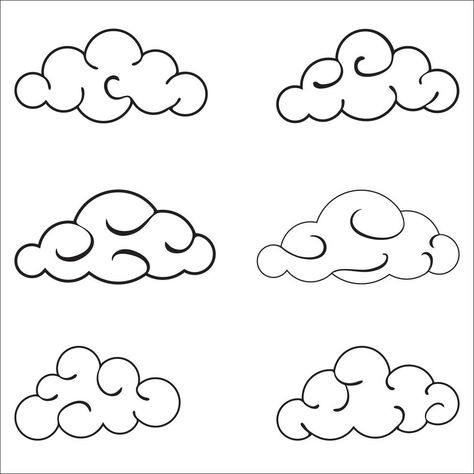 Clouds black outlined set isolated on white background Clouds Outline Drawing, Wispy Clouds Drawing, Clouds Outline, Cloud Outline, Lighthouse Art, Reading Logs, Cloud Drawing, Book Ideas, The Clouds