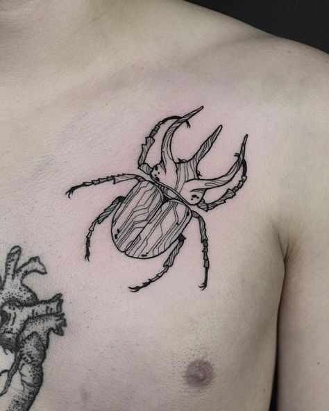 Bug Tattoo Design Insects, Rino Beetle Tattoo, Beatle Tattoo Design, Stick And Poke Flash, Tattoo Banner, Beetle Tattoo, Helmet Tattoo, Beetle Art, Patchwork Tattoo