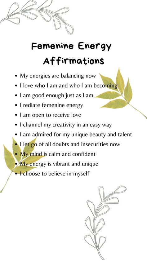 Protect Your Energy Affirmations, Manifest Feminine Energy, Goddess Affirmations Mantra, Protect Energy Affirmations, Menstruation Affirmations, Goddess Energy Affirmations, Soft Feminine Affirmations, Divine Feminine Energy Affirmation, Glamour Magick Affirmations