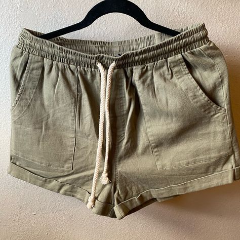 Cotton Drawstring Shorts In Beautiful Olive Green Brand New With Tag Originally $42.99 Olive Green Shorts, Green Brands, Green Shorts, Drawstring Shorts, Olive Green, High Waist, High Waisted, Brand New, Green