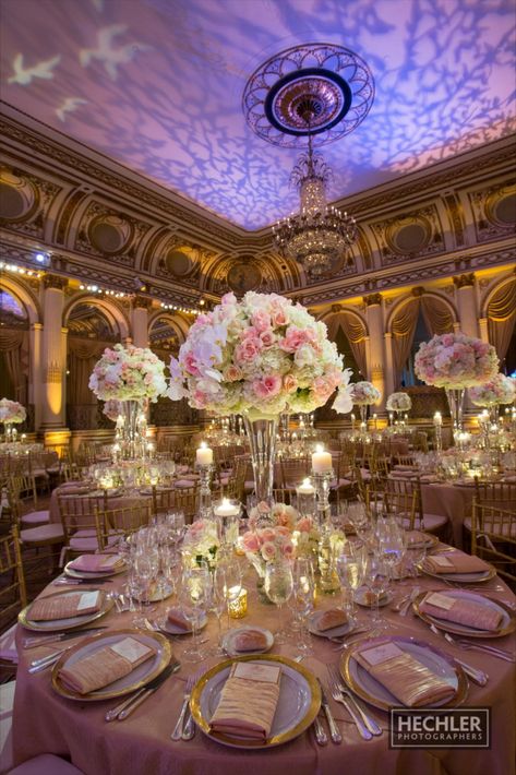 Exquisite Floral Arrangements with Pink Tablescape for a Spring Wedding Reception | Design by Jennifer Goud Events | romantic wedding, glamorous wedding, rose floral arrangement, wedding centerpiece ideas,pink wedding theme, wedding centerpiece flowers, high floral centerpieces, romantic wedding centerpieces, wedding table centerpieces, table styling, nude color wedding theme, ivory color spring, pink and white wedding theme color | #wedding #pinterest #weddingideas #weddingplanning Pink And Gold Reception Decor, Rose Gold And Silver Wedding Theme, Pink And White Debut Theme, Pink And White Wedding Ceremony, Wedding Ideas Pink And White, Timeless Elegance Wedding Theme, Pink And White Wedding Decorations, Light Pink Quinceanera Theme, Baby Pink Wedding Theme