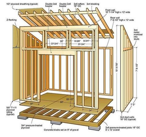 8x12 Lean To Shed Plans 01 Floor Foundation Wall Frame Pintu Interior, Shed Blueprints, Lean To Shed Plans, Diy Storage Shed, Wood Shed Plans, Lean To Shed, Car Port, Shed Building Plans, Storage Shed Plans