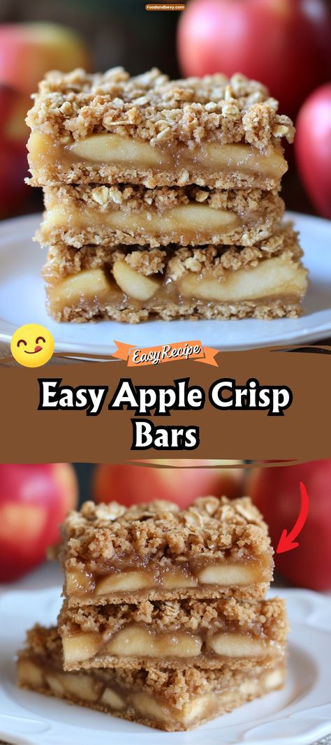 Easy Apple Crisp Bars Caramel Apple Crisp Bars, Apple Crisp Bars With Oats, Apple Crumble Bars Recipes, Apple Pie Crisp Recipe, Holiday Apple Desserts, Apple Desserts With Fresh Apples Healthy, How To Use Up Apples, Apple Desserts For One, Quick And Easy Apple Desserts