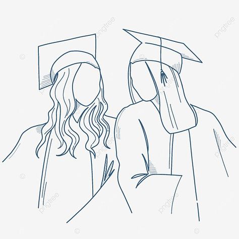 Line Art Best Friend, Graduation Line Art, Best Friend Sketches, Graduation Drawing, Friend Drawing, Graduate College, Friends Sketch, Graduation Art, Best Friend Drawings