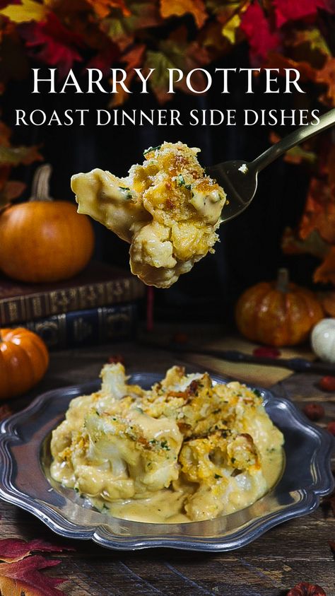 English Roast Dinner Recipes, Harry Potter Halloween Recipes, Fall Movie Themed Dinner, Hogwarts Food Dinners, Harry Potter Side Dishes, Harry Potter Breakfast Food Ideas, Harry Potter Christmas Recipes, Hogwarts Food Recipes, Supernatural Themed Food