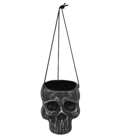 Hanging Skull Planter, Crochet Skull Plant Hanger, Halloween Hanging Baskets, Skull Planter, Macrame Planter, Plant Shop, Black Shade, Gothic Wedding, Halloween Black