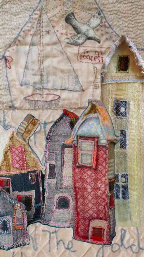 Collage House, Comfort Home, Inspo Art, Bird Embroidery, Home House, Going Home, Art Collage, Home Art, Textiles