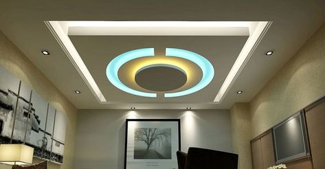 Beautiful POP Ceiling Designs: 25 Latest Ideas To Try In 2020 Simple False Ceiling Design, Gypsum Ceiling Design, Plafon Gypsum, Office Light, False Ceiling Bedroom, False Ceiling Living Room, Gypsum Ceiling, Pop False Ceiling Design, House Ceiling Design