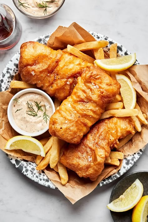 Our light and crispy beer battered fish recipe is twenty thousand leagues above any of the frozen varieties, and will take your fish fry to the next level. Beer Battered Fish Recipes, Fish Batter Recipe, Fish N Chips Recipe, Cod Fish Recipes, Fried Cod, Beer Battered Fish, Beer Battered, Easy Chicken Thigh Recipes, Battered Fish