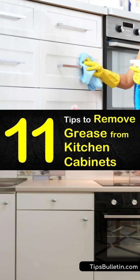 Learn how to use baking soda and white vinegar to remove sticky grease off your kitchen cabinets. Discover proven recipes to clean wood using ingredients already in your kitchen. Find out how to avoid harsh chemicals. #grease #cleaning #kitchen #cabinets Cleaning Grease, Cleaning Cabinets, Deep Cleaning Hacks, Clean Kitchen Cabinets, Cleaning Painted Walls, Deep Cleaning Tips, Cleaning Wood, Clever Hacks, Toilet Cleaning