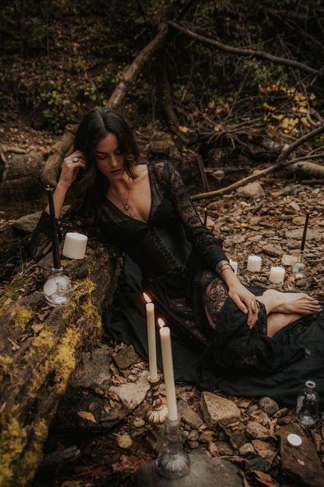 Moody Witchy Photoshoot, Halloween Witchy Photoshoot, Outdoor Witch Photoshoot, Gothic Forest Photoshoot, Witchy Woods Photoshoot, Witchy Water Photoshoot, Forest Jewelry Photoshoot, Witchy Self Portrait, Goth Forest Photoshoot