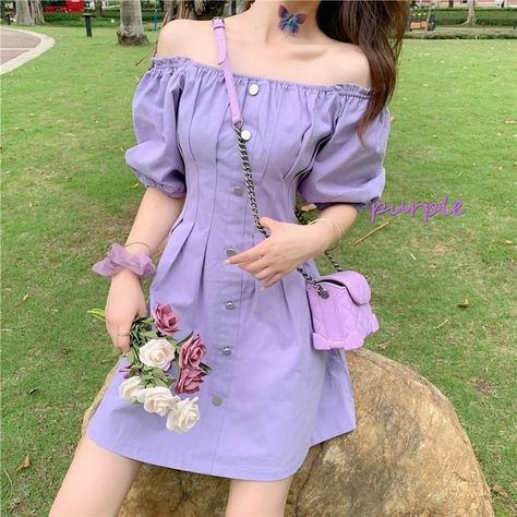 Korean Purple Outfit, Outfit Korean Style, Purple Fits, Rainbow Outfit, Old Fashion Dresses, Purple Outfits, Kawaii Fashion Outfits, Stylish Party Dresses, Easy Trendy Outfits