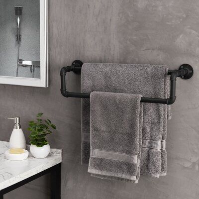 Pipe Towel Rack, Pipe Towel Bar, Industrial Clothing Rack, Industrial Showers, Toallero Ideas, Black Towel Bar, Faux Metal, Indoor Ideas, Rustic Decoration